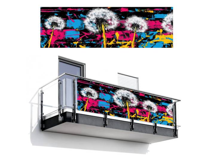 MuchoWow Balkon-Sichtschutz Straßenkunst - Bunt - Wand, Schwarz, Kunststoff, Rechteckig, 300x90 cm, Sonnenschutz, Sichtschutz