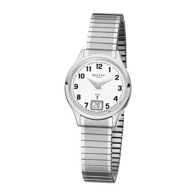 Funkuhr REGENT, silber (edelstahlfarben, weiß), Armbanduhren, Damen, silberfarben, Funkuhr, Quarzuhr, Armbanduhr, Damenuhr, Edelstahlarmband, analog, digital