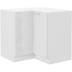Eckunterschrank 90x90 Lara Weiß Hochglanz Küchenzeile Küchenblock Küche