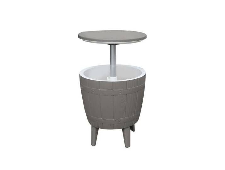 Glacière Table d'Appoint pour Jardin en Résine Cosmopolitan Beige Gardiun 37 L 48 5x48 5x57/82 cm 3 en 1 Table/Glacière/Chaise Gris