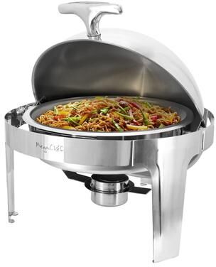MegaChef 6.3 Quart Round Stainless Steel Dome Roll Top Professional Chafing Dish/Food Warmer/Buffet Server Serving Dish