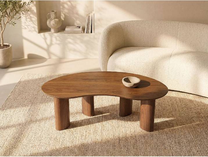 Couchtisch mit Walnussfurnier - Dunkles Naturholz - CALYNOR
