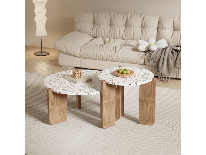 Table basse pliante moderne, table d'appoint, ensemble de table basse pour salon, table d'appoint de canapé et balcon, lot de 2