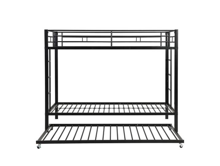 Oxeza Etagenbett 90/200 cm Schwarz mit Ausziehbett 90/190 cm, Metall, Mode, Rechteckig, 90x200 cm, Babymöbel & Kindermöbel, Kinderzimmer & Jugendzimmer, Stockbetten