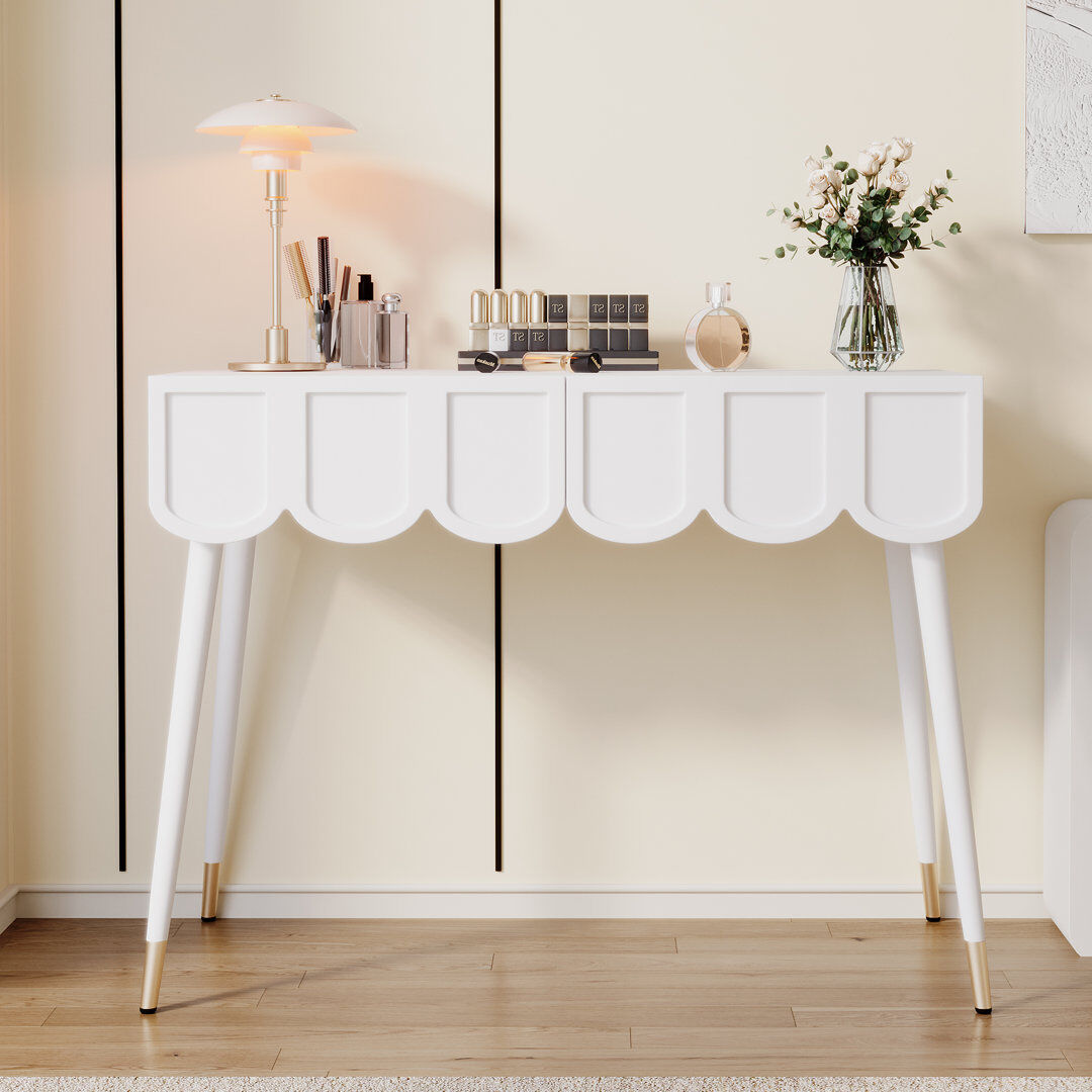 Lily Manor Dressing Table with Drawers White 76cm H X 100cm W X 40cm D