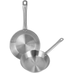 WellHome - 2er-Set Bratpfannen Ø30/34cm aus Edelstahl, induktionsgeeignet und OHNE Antihaftbeschichtung