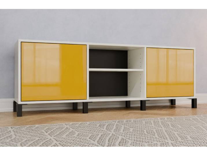 Büro Sideboard nach Maß - RAL 1012 Zitronengelb - 62x175x38cm - Individuell konfigurieren