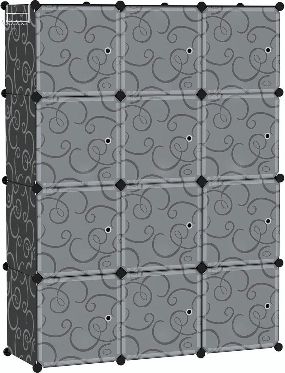 SnelShoppen Cube Storage Organizer met Deuren - 12-Cube Plastic Boekenplank voor Slaapkamer en Woonkamer