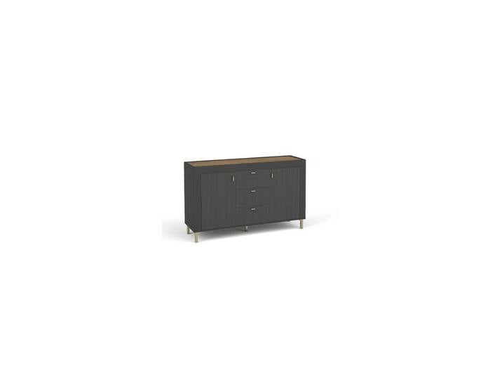 Masseno Kommode ZELOS 137,3 cm Sideboard mit 3 Schubladen und 2 Türen für Schlafzimmer Modern 137,3x40x83,6 cm Schwarz