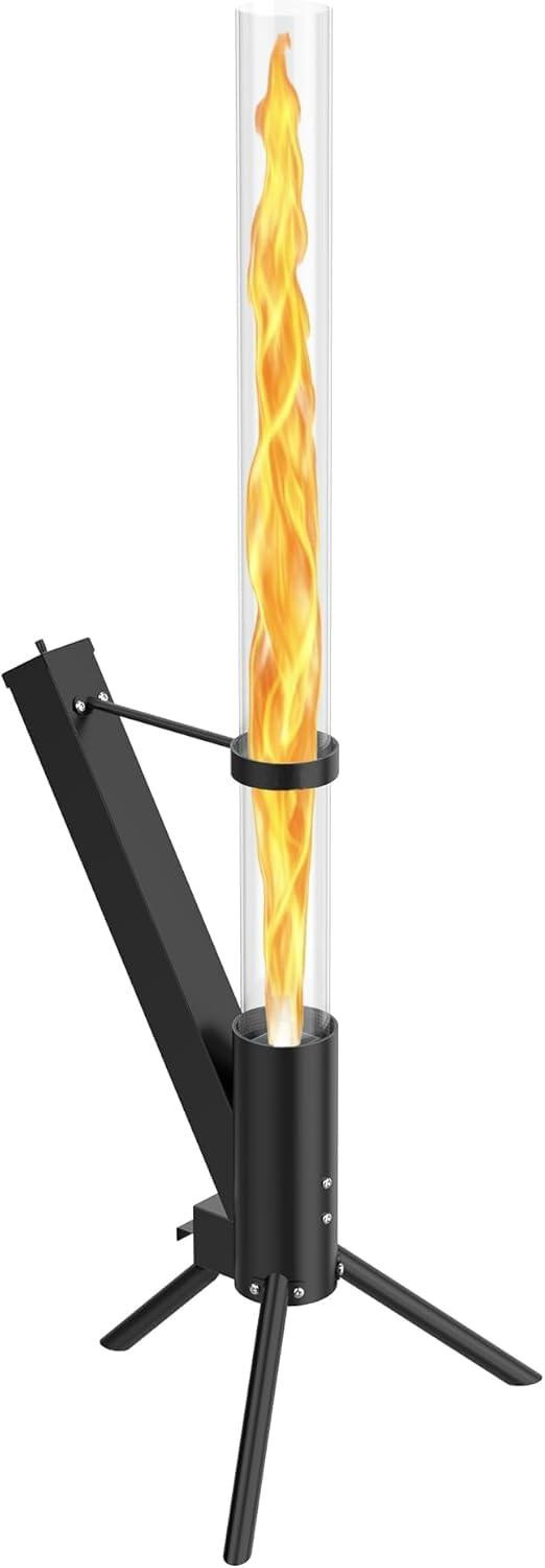 Selius Buiten vuurschaal met decoratieve glazen buis fakkel en houtpellet brander