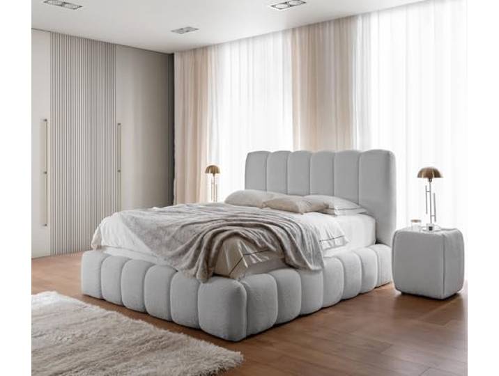 Friderik Polsterbett Cande 160x200, mit Stauraum und Bettkasten, Hellgrau Bett mit Lattenrost, Doppelbett mit Stabilem Holzrahmen und Kopfteil, Eleganter Catch Me