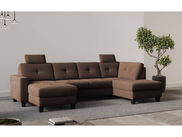 Wohnlandschaft, Braun, 226x170 cm, 100% Polyester, Ohne Bettfunktion, Modern