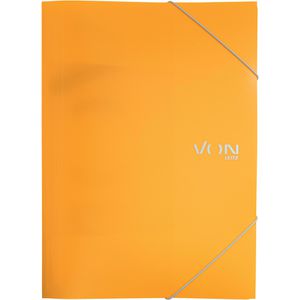 VON-Leitz Eckspanner 30070015, A4, Kunststoff, gelb, 3 Einschlagklappen