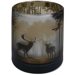 Windlicht Thalas Hirsche schwarz 12cm