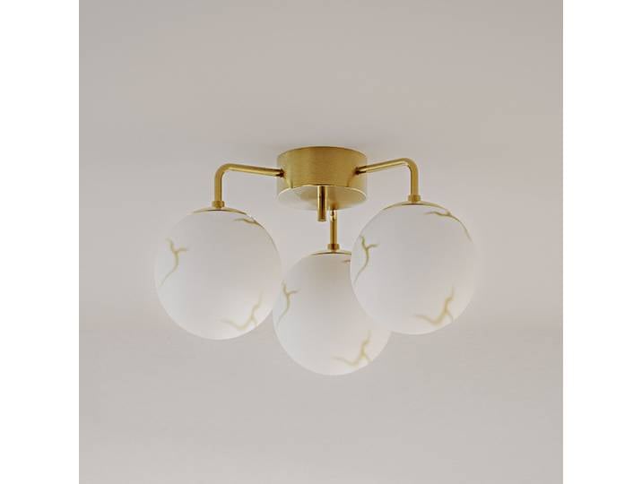 Plafonnier Bellagio, laiton/blanc, à 3 lampes, verre - By Rydéns - Salon / séjour - Multi-ampoules