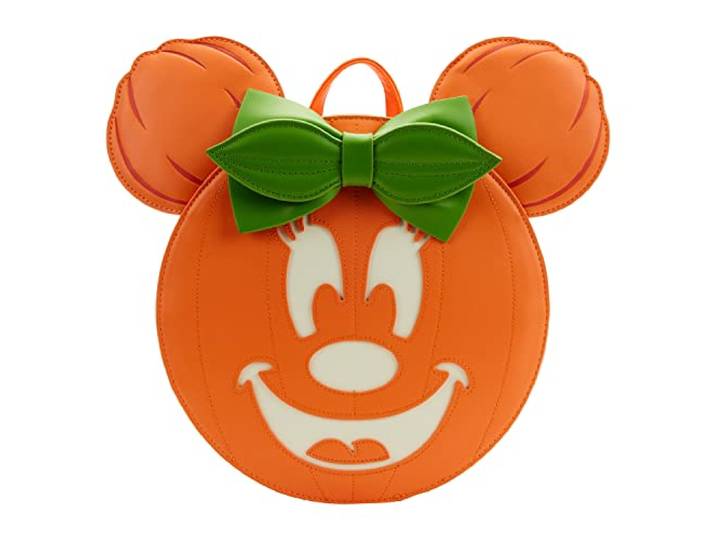 Loungefly Disney Glow Face Minnie Pumpkin Womens dubbele riem schoudertas portemonnee