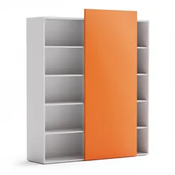 Büroregal mit Schiebefront BLOCK, 1600 x 400 x 1748 mm, orange