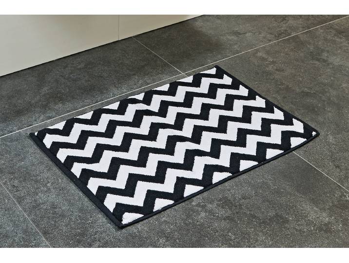 Tapis de bain Daily Shapes Zigzag 50 x 70cm Blanc/Noir/Noir