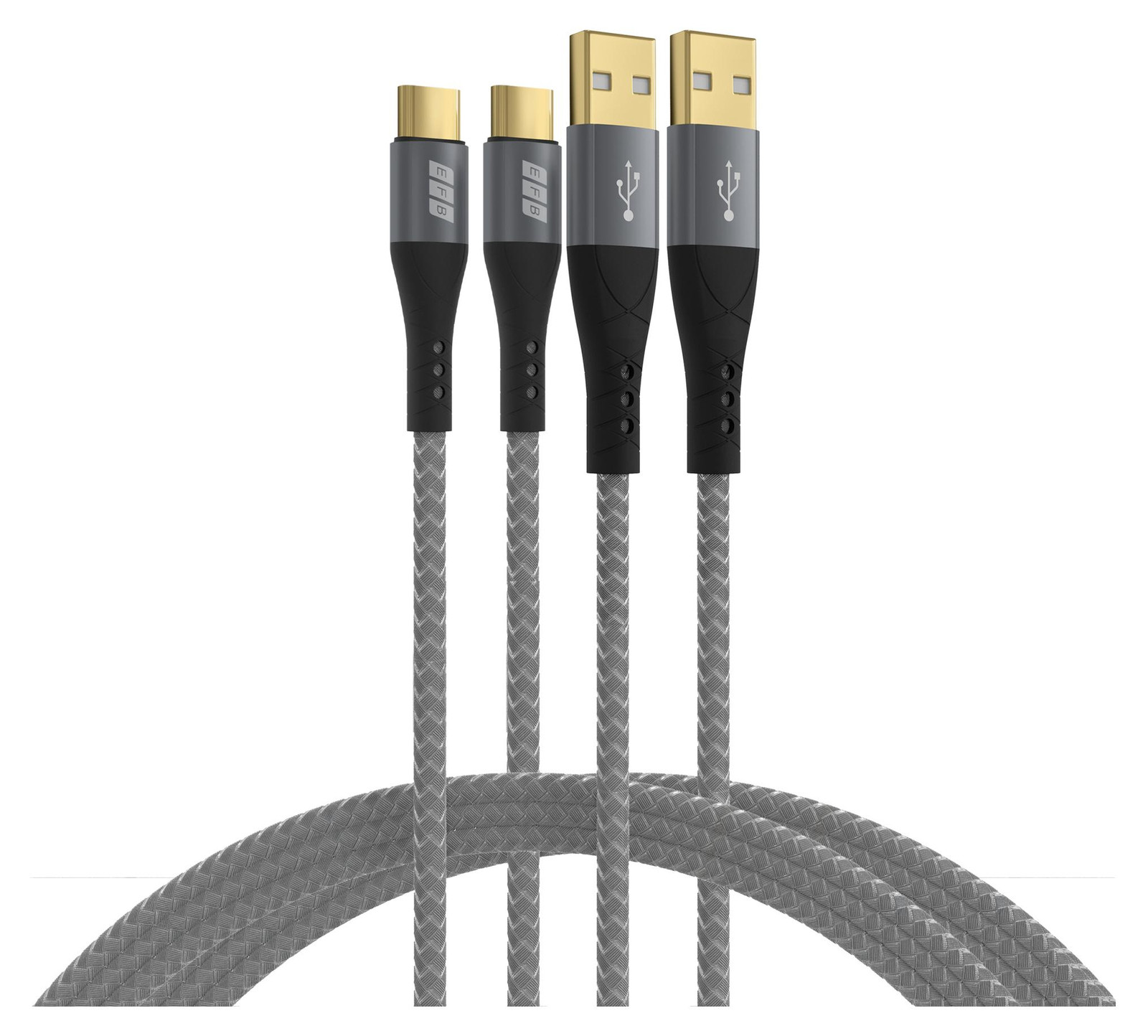 EFB USB-A naar USB-C Kabelset 60W QC 3A, 2x 2 meter