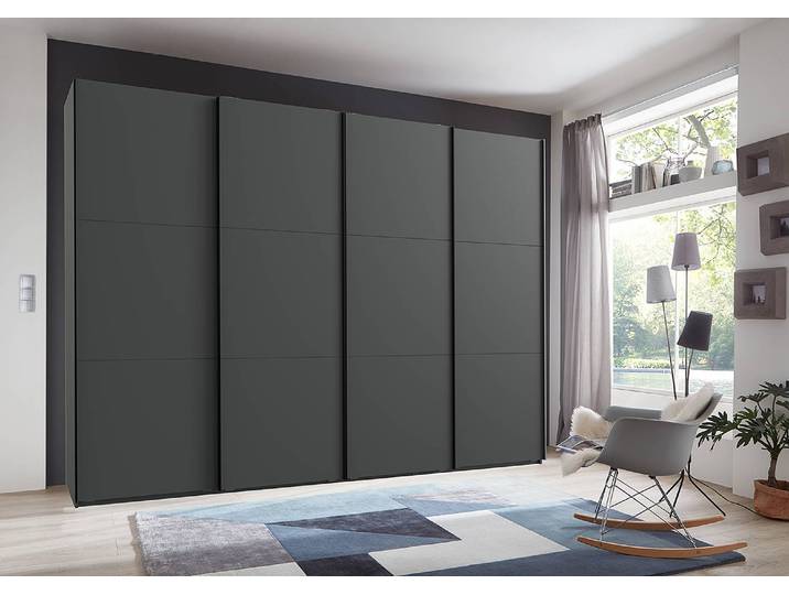 Schwebetürenschrank Level36 236 cm Typ C 300 x 236 x 65cm ohne Grau/Graphit Schwarz ohne Spiegeltür/-en