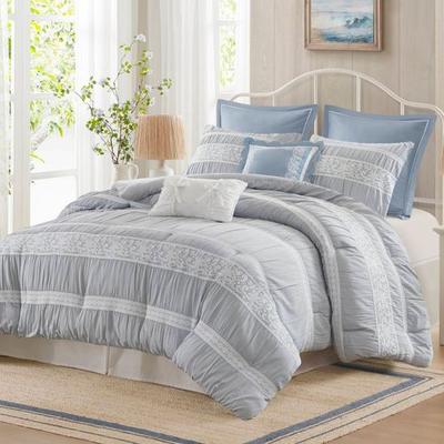 Jla Home/Bed Perryn Comforter Bed Set Blue, King, Blue