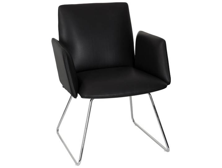 Besucherstuhl Designia V Lederlook Schwarz bis 120kg