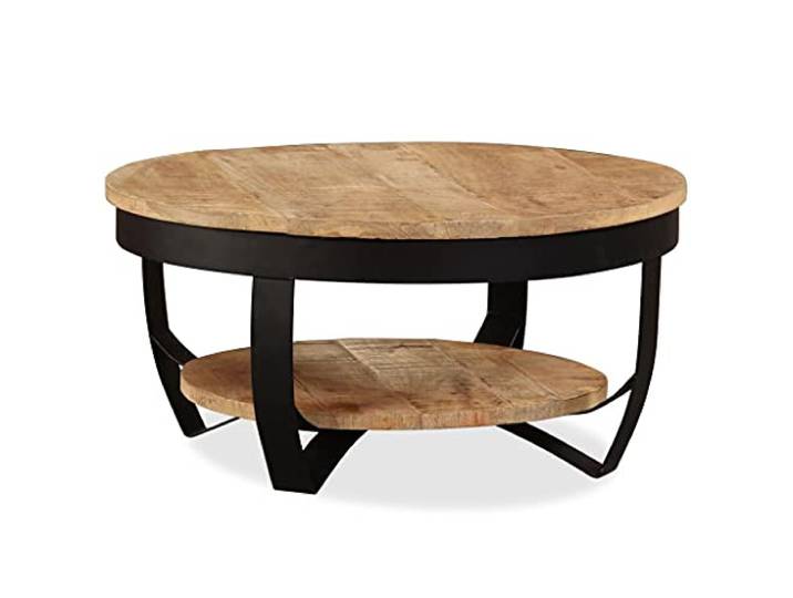 Gawany Couchtisch Raues Beistelltisch Wohnzimmer Sofatisch Kaffeetisch Industriellen Stil Mangoholz Massiv 65 x 32 cm