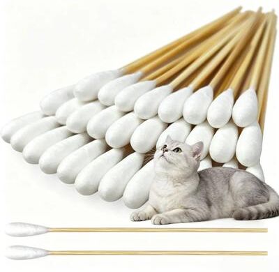 Inspired Finds Professional Bamboo Pet Ear Cleaning Swabs For Cats & Dogs 1000pcs 4.72in Big Round