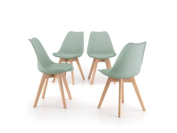 MOBILI FIVER, Skandinavische Stühle Greta, 4-er Set, Salbeigrün