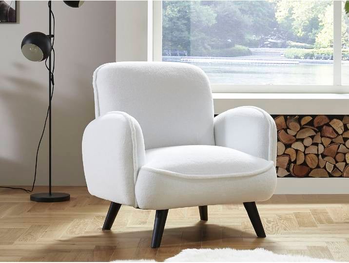Sessel OTTO HOME Ben , weiß, B:88cm H:84cm T:86cm, Sessel, Sessel, mit Wellenunterfederung, Massivholzfüße, frei im Raum stellbar