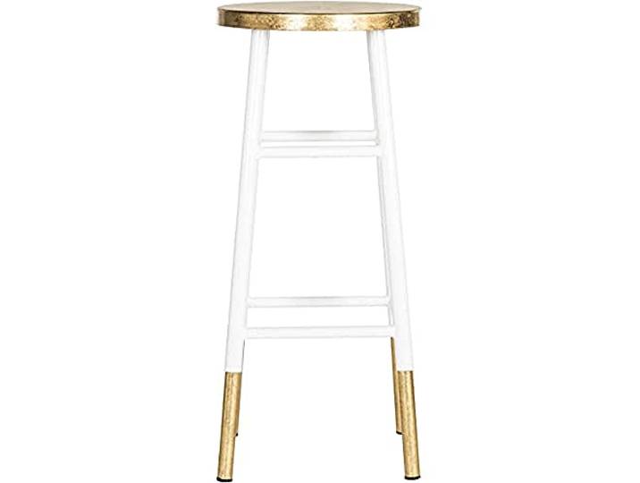 SAFAVIEH Raymos Barhocker, lackiertes Metall, Weiß/Gold,34 X 34 X 76.2 cm