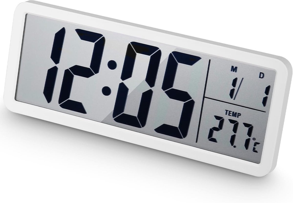 Digitale wandklok met grote cijfers en temperatuurweergave, multifunctionele wand- en bureauklok voor thuis en kantoor