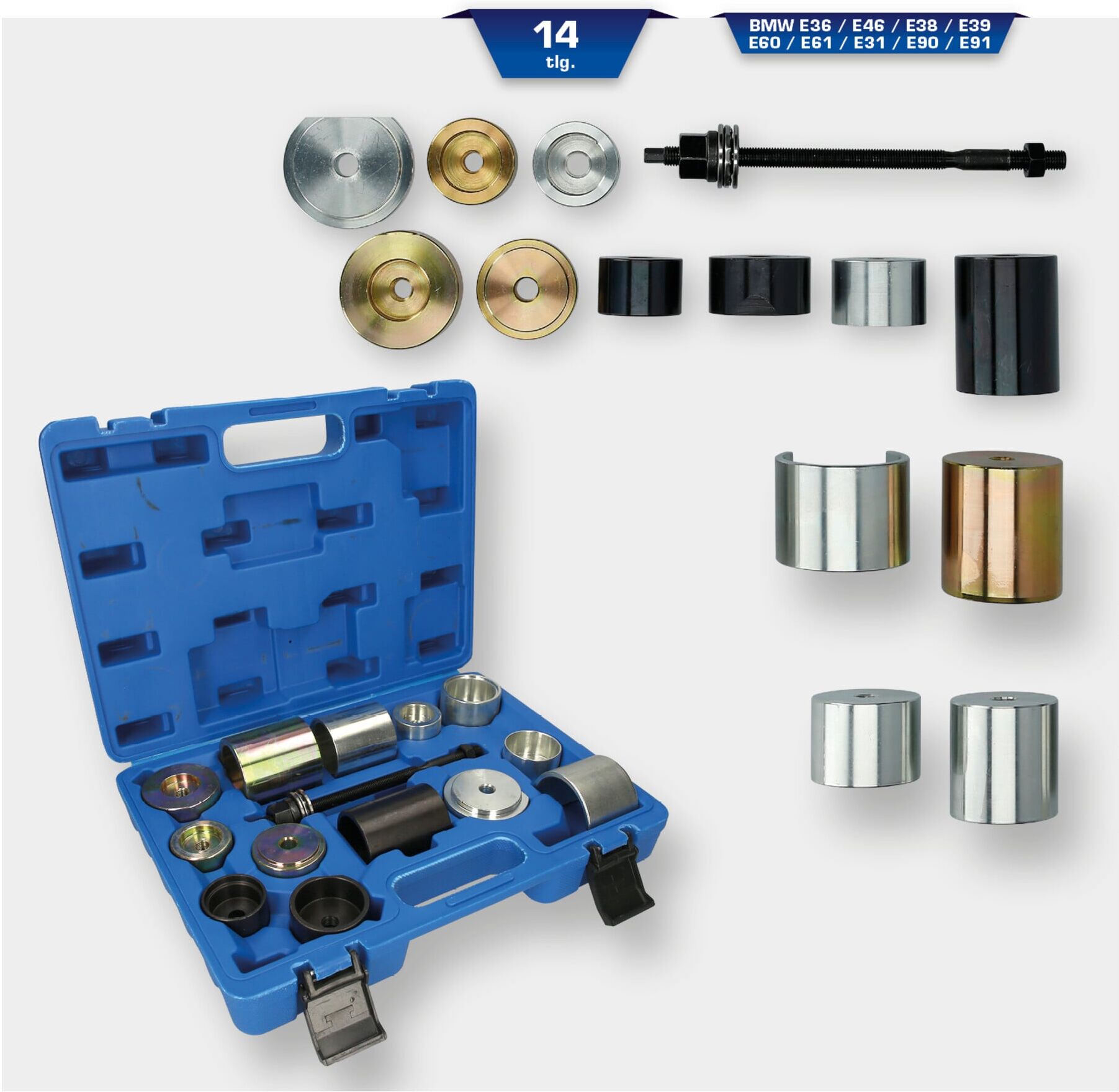 Brilliant Tools BT672050 Silentlager-Werkzeug-Satz, 14-tlg aus Metall für BMW-Fahrzeuge mit verschiedenen Modellen)