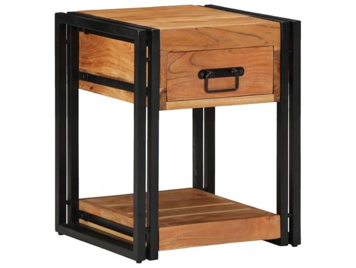 HEFZGDB Nachttisch 2 STK. 40x40x50 cm Massivholz Akazie mit Schublade und Regal, Stabile Metallkonstruktion, Vielseitiges Wohnzimmer Möbel, Robuster Nachttisch für Schlafzimmer,