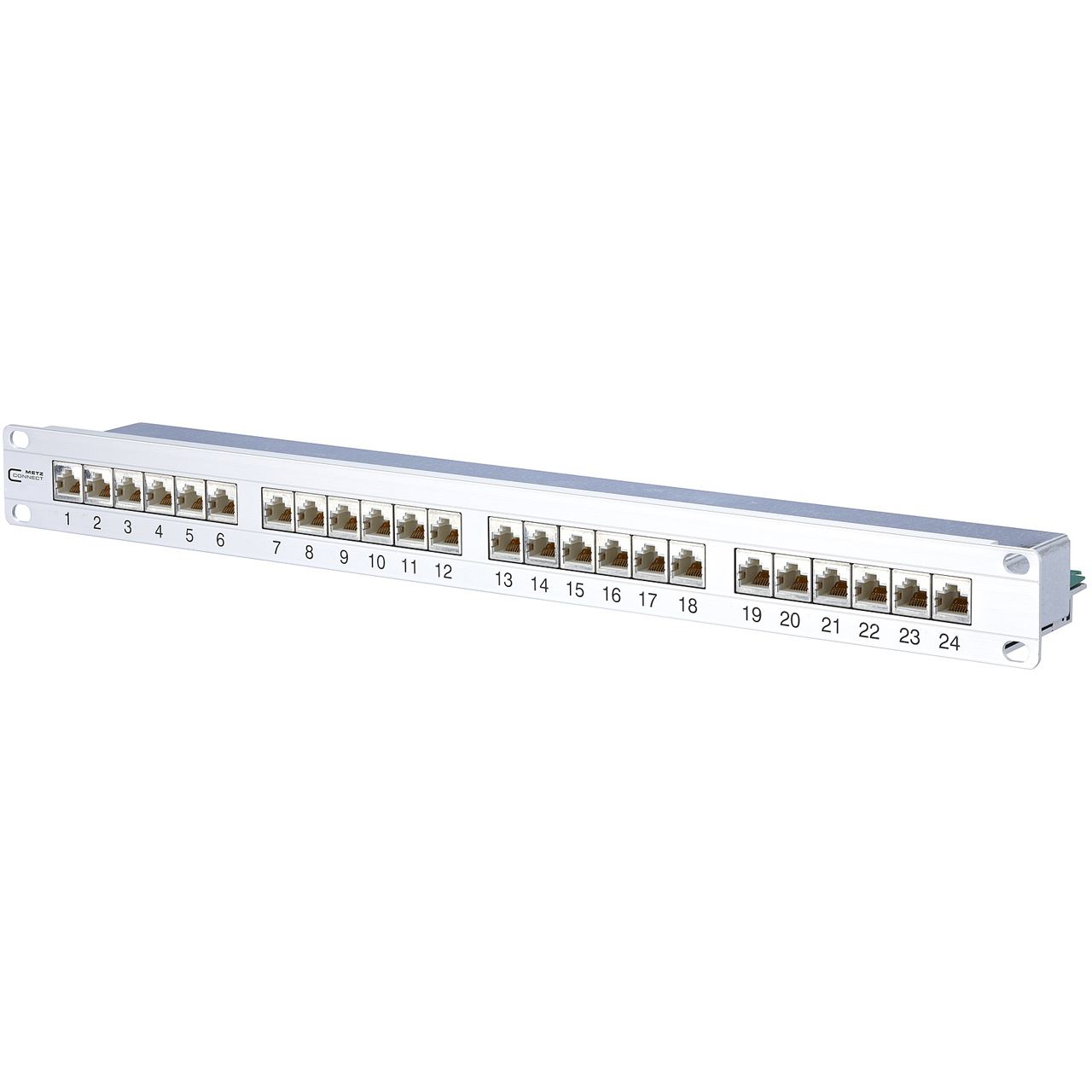 Metz Connect BTR Patchfeld E-DAT C6A, Cat.6A (ISO), 24 Port, 19", silber eloxiert