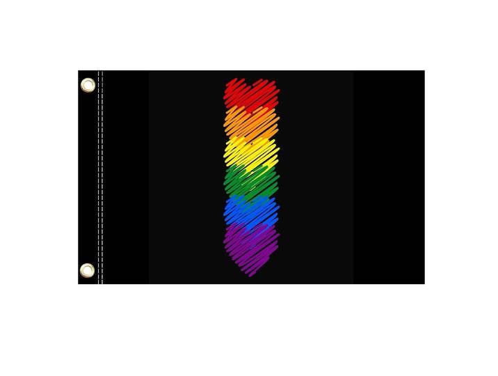 Flagnshow Drapeaux coeur arc-en-ciel 100 % polyester