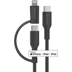 Fontastic Fontastic 2in1 Datenkabel Typ-C > Typ-C +Lightning Farbe:Schwarz