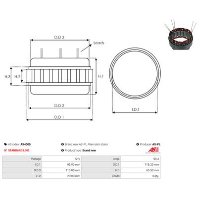 AS-PL Stator, Generator as4005