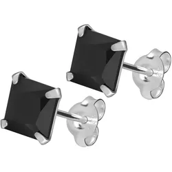 925er Silber Ohrstecker QUADRATISCHER KRISTALL