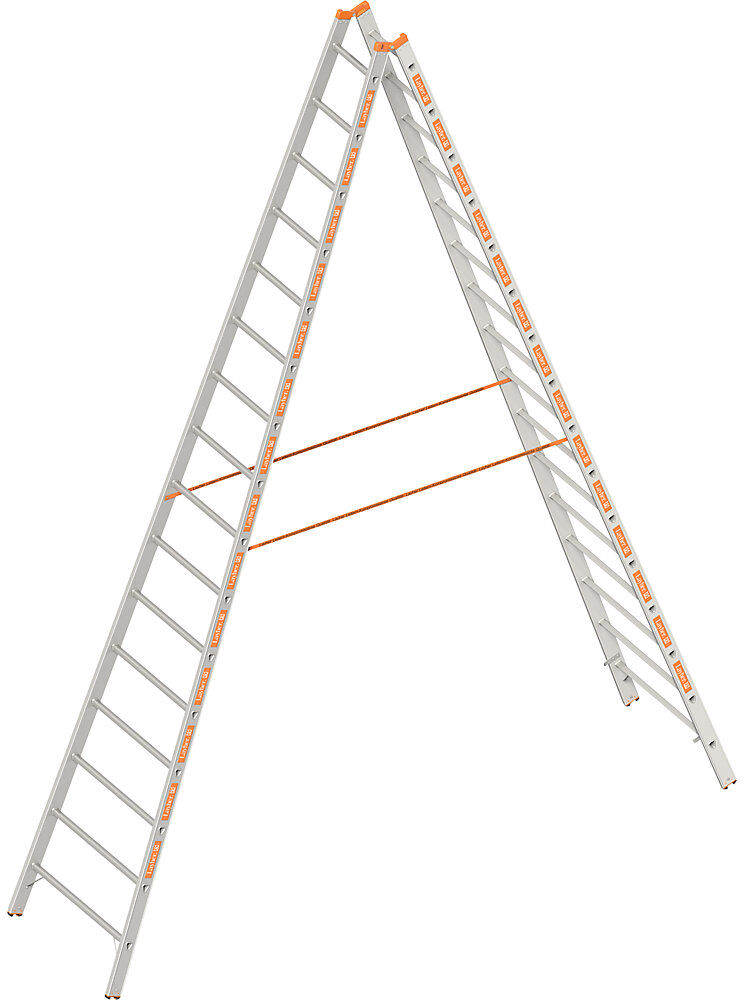 Sprossen-Stehleiter, beidseitig begehbar, 2 x 16 Sprossen Layher