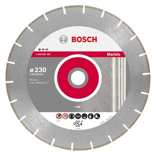 Bosch Professional Zubehör Diamanttrennscheibe Standard for Marble, 230 x 22,23 x 2,8 x 3 mm (2608602283)