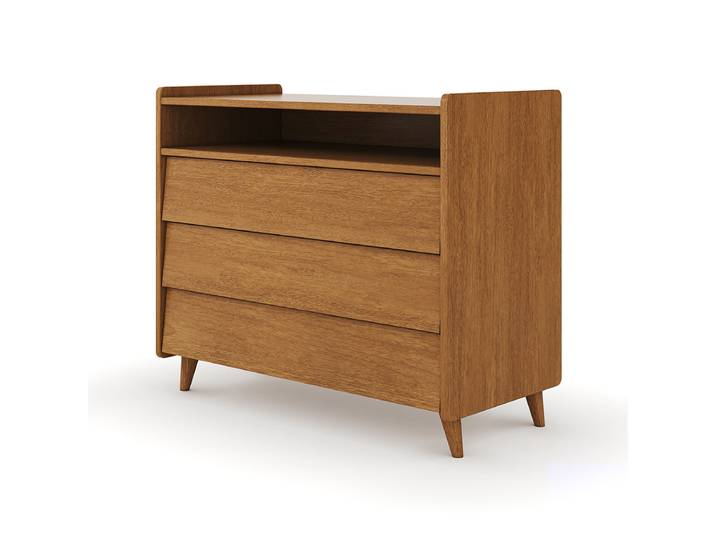 Akiten Retail Commode 3 tiroirs Bois massif PETER Noisette