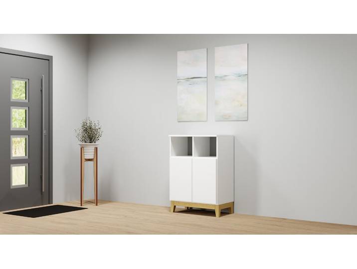 Sideboard schmal MDF Beschichtet MDF Weiß matt