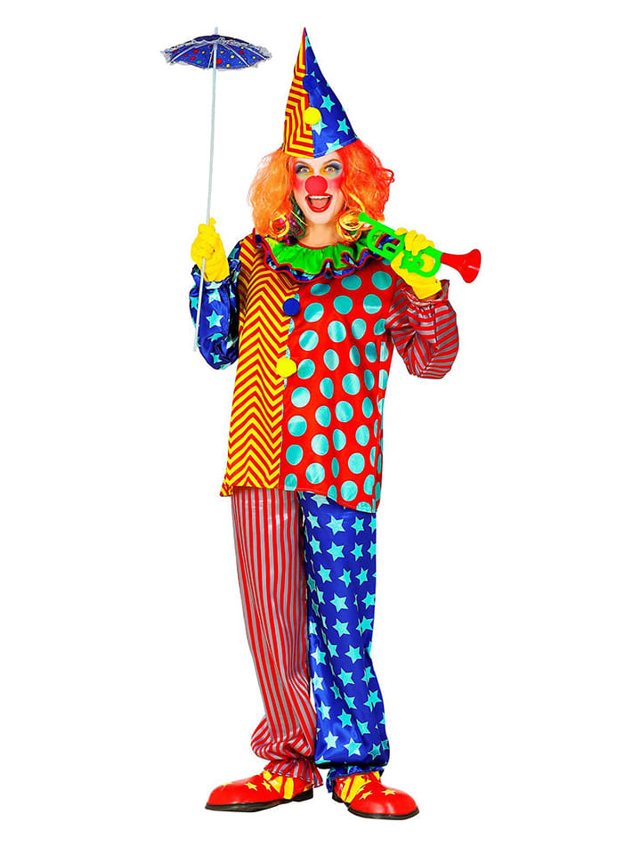 Carnival Party 3tlg. Kostüm "Clown" in Bunt - XL