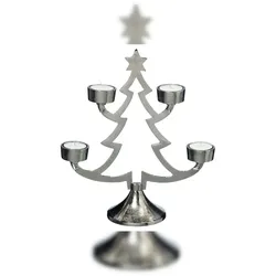 Teelichthalter Weihnachtsbaum Aluminium silber H:30 cm