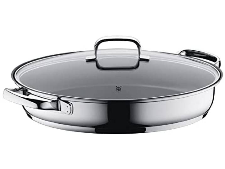 WMF Schmorpfanne/Fischpfanne oval 38 x 26 cm, mit Glasdeckel, Cromargan Edelstahl beschichtet, Induktion
