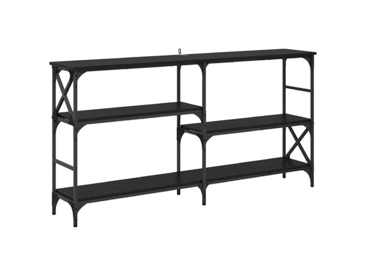 Konsole Schwarz Dab 150 x 29 x 76,5 cm Ingenieurholz mit Polen Metallgestell, Industrial-Design, Flattenmontage, stabile Konstruktion, moderne Anordnung