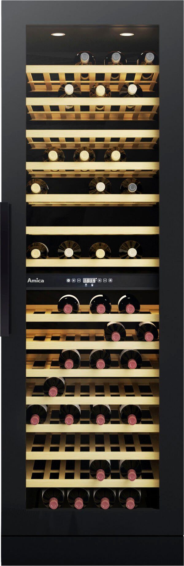 Amica WK 348 100 S, Weinkühler mit Kompressor, Freistehend, 118 Flasche(n), G, Innenbeleuchtung, Schwarz