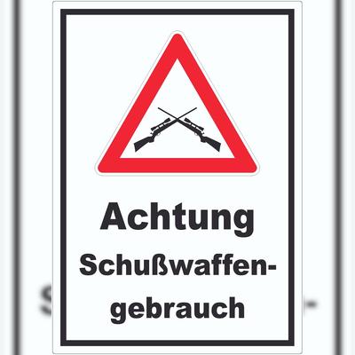 HB-Druck Achtung Schusswaffengebrauch Aufkleber A8 (52x74mm)