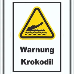 HB-Druck Schild Warnung Krokodil A4 Rückseite selbstklebend